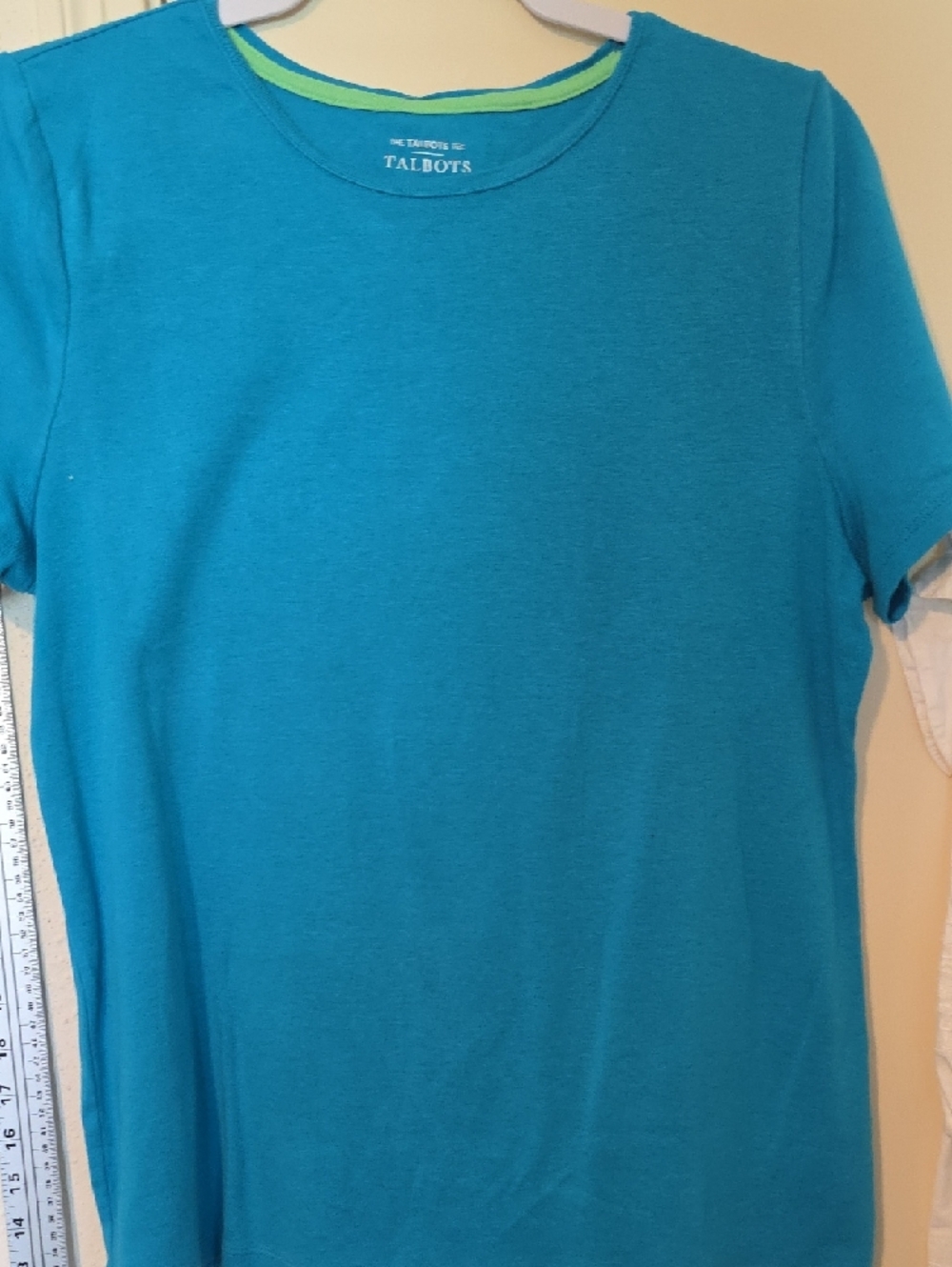 Talbots Turquoise Blue Crewneck Tank with Lime Trim